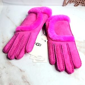 Ugg GENUINE SHEARLING SUEDE GLOVES pink fushia